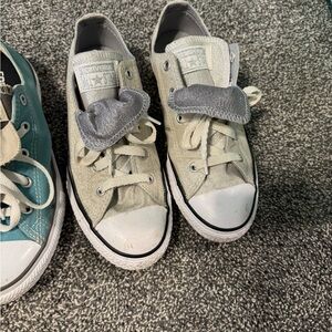 Converse Kids Glittery Silver Sneakers